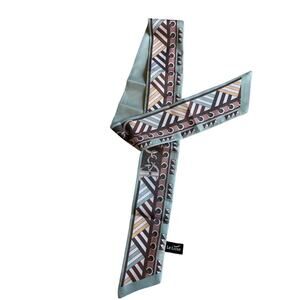 Le Luxe mint green print skinny neck scarf Bag Accessory